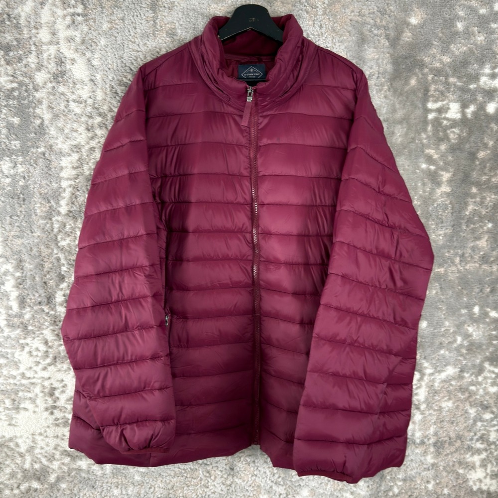 St. John's Bay Plus Size 3X Puffer Quilted Lightweight Jacket Burgundy Women